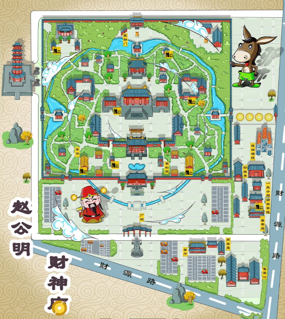 九龙寺庙类手绘地图